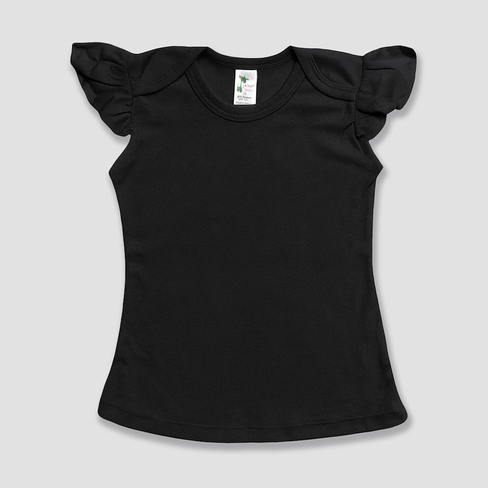 Toddler Girls' Flutter T-Shirts – Polyester Cotton Blend Black Black 5T
