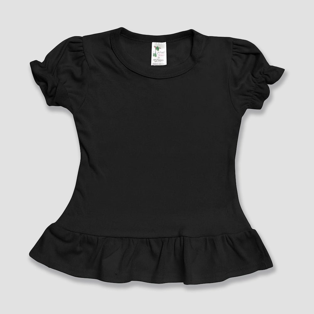 Toddler Girls Short Sleeve Ruffle T-Shirts – Polyester Cotton Blend Pink additional image 3