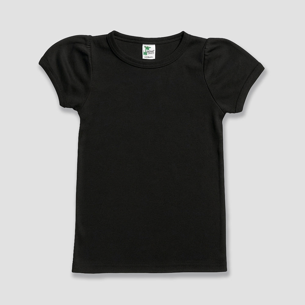 Toddler Girls Puff Short Sleeve T-Shirt – Polyester Cotton Blend Black Black 5T