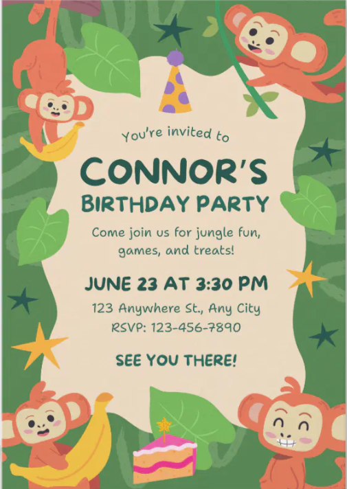 Wild About Monkeys Birthday Invitations