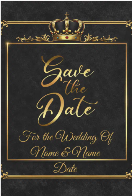 Opulent Black & Gold Confetti Save The Date