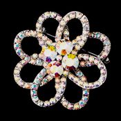 Antique Silver Ab Rhinestone Flower Brooch 166 39