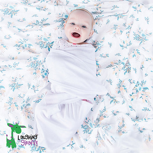 Baby Swaddle Blanket - White - Polyester-Cotton Blend additional image 1