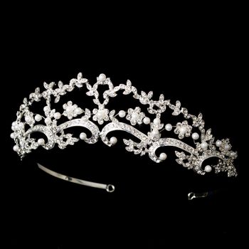 Beautiful Pearl Rhinestone Bridal Tiara Hp 8316 Silver Or Gold 63