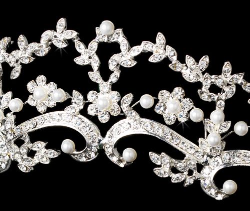 Beautiful Pearl Rhinestone Bridal Tiara Hp 8316 Silver Or Gold 76
