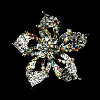 Brooch 52 Silver Clear Ab Flower 31