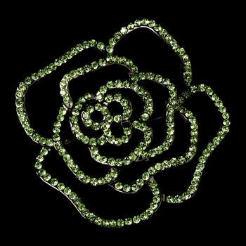 Opulent Crystal Brooch – Silver with Light Green Rhinestones Edition #1171