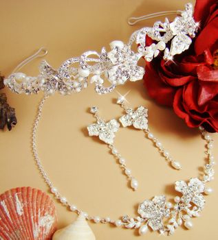 Couture Crystal Pearl Jewelry Tiara Set Ne 7803 Hp 7803 Silver Or Gold 25