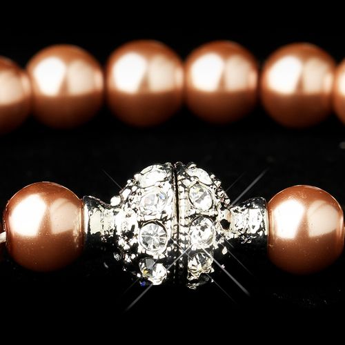 Dusty Rose Glass Pearl Pave Ball Bridal Bracelet 720 30