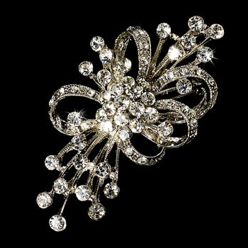Elegant Rhinestone Vintage Bridal Bouquet Brooch 3161 Antique Silver 30