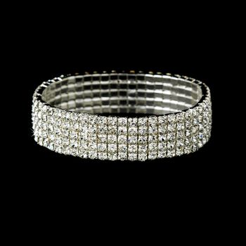 Fabulous Silver 5 Row Clear Rhinestone Stretch Bracelet 8015 33