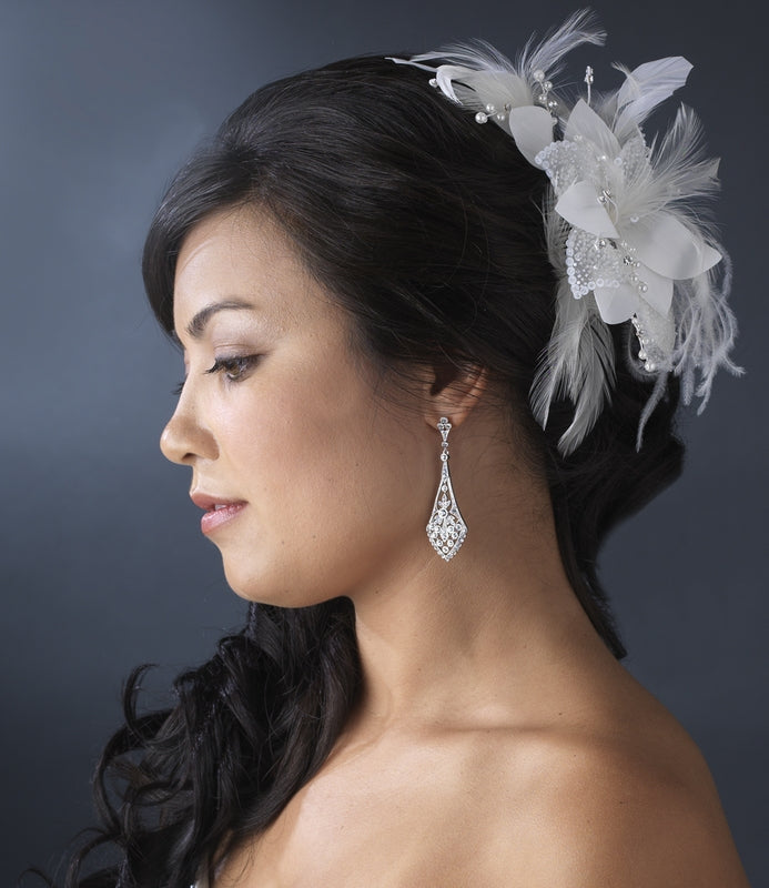 Glamour CZ Hairpiece – White Feather Edition #1253