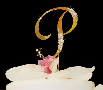 French Flower Gold Crystal Accented Cake Topper 46 1