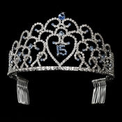Glistening Quincea Era Sweet 15 Light Blue Princess Tiara In Silver 252 32 731F0809 Ee23 431E 89D3 23011371Fd26