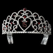 Glistening Quincea Era Sweet 15 Red Princess Tiara In Silver 252 37