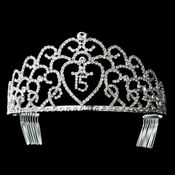 Glistening Quincea Era Sweet 15 Rhinestone Princess Tiara In Silver 252 36