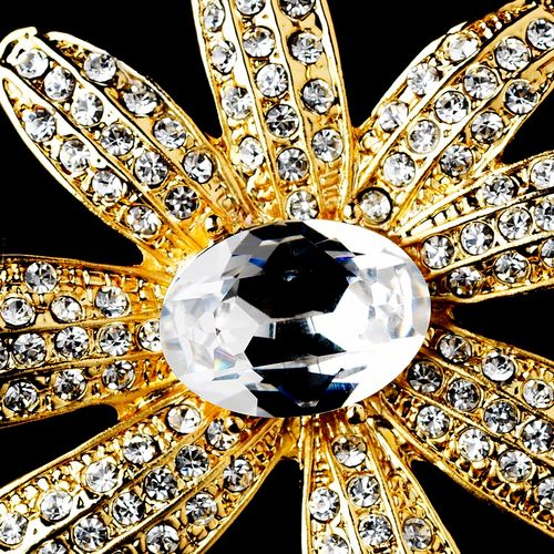 Gold Clear Flower Brooch 95 38