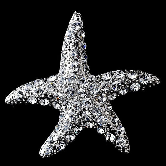 Gold Clear Rhinestone Starfish Brooch 93 66