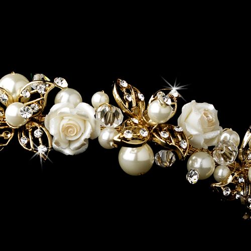 Gold Ivory Rum Pink Headpiece 9842 66