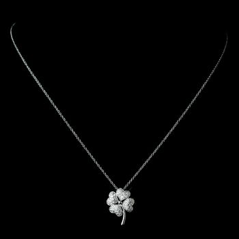 Gorgeous Silver Clear Pave Cz Four Leaf Clover Charm Necklace 8111 35 1