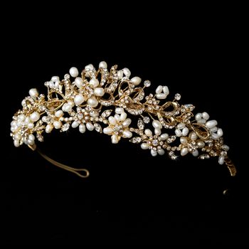Headpiece 7532 Gold Freshwater Pearl 46