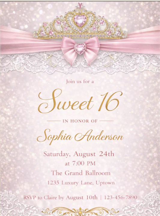 Elegant Sweet 16 Birthday Invitation