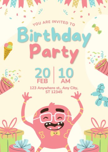 Kid Theme Birthday Party Invitation
