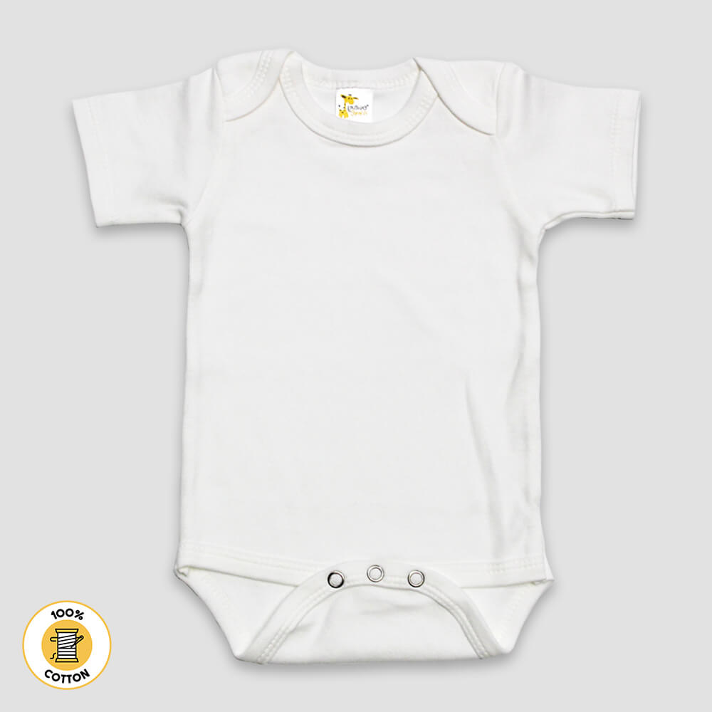 Baby Short Sleeve One-Piece Onesies – Premium 100% Cotton White White Preemie