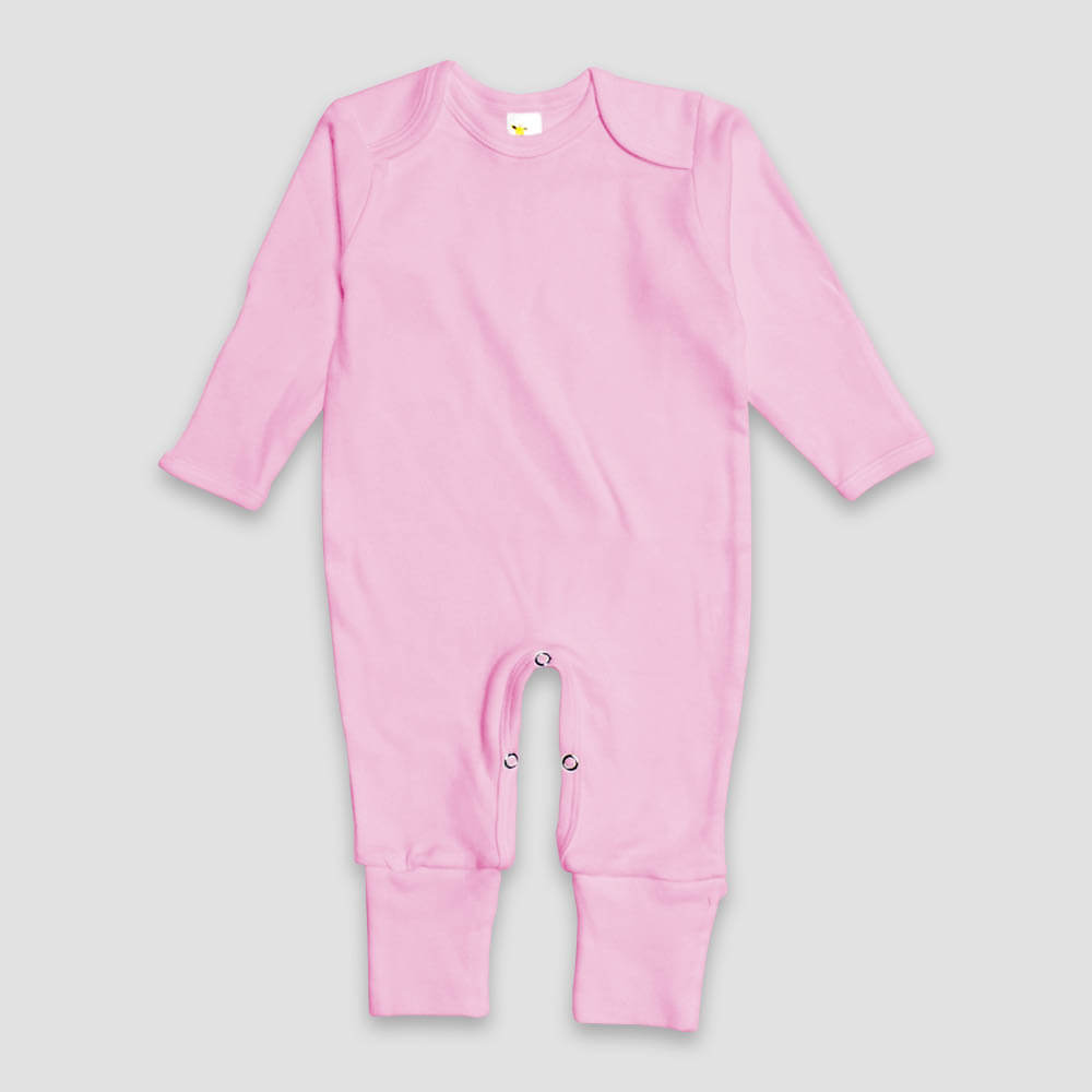Baby One-Piece Footed Pajamas With Fold Over Mittens & Fold Over Footies – Premium 100% Cotton Pink Pink Newborn