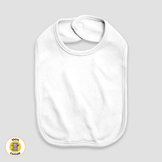 Baby Bibs with Velcro Closure – 2 Ply – Premium 100% Cotton White White One Size