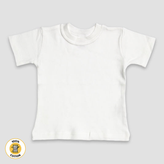 Baby Crew Neck T-Shirts – Premium 100% Cotton White White 6-12M