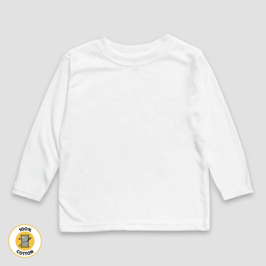 Toddler Long Sleeve T-Shirts - White - Premium 100% Cotton White 5T