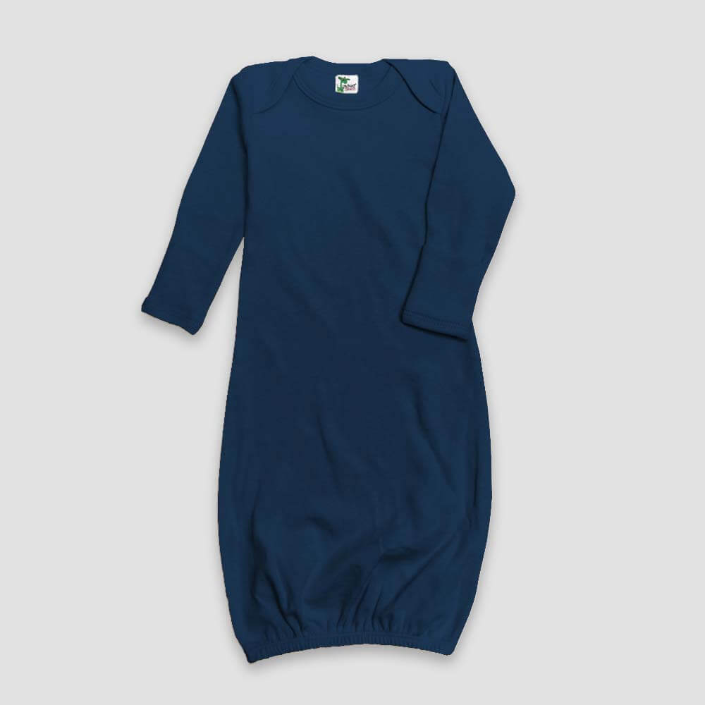 Baby Sleeping Gown With Fold Over Mittens – Premium 100% Cotton Navy Navy 0-3M