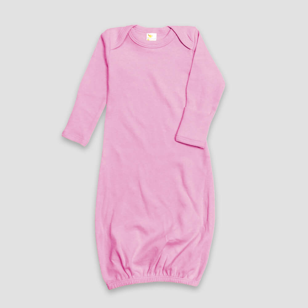 Baby Sleeping Gown With Fold Over Mittens – Premium 100% Cotton Pink Pink 0-3M
