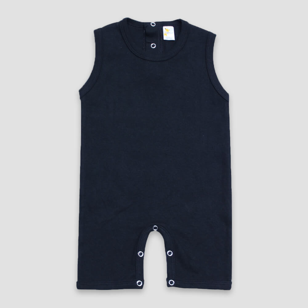 Baby Sleeveless Romper – Premium 100% Cotton Black Black 6-12M