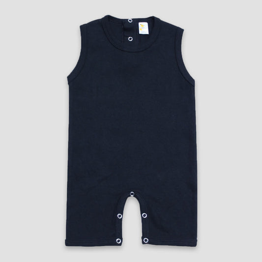 Baby Sleeveless Romper – Premium 100% Cotton Black Black 6-12M