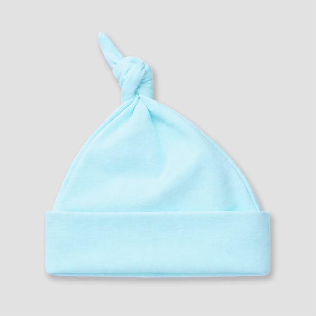 Baby Knotted Beanie Hats – Polyester Cotton Blend Blue Blue 0-6M