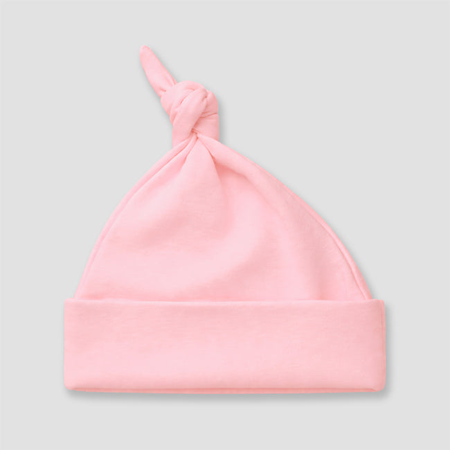 Baby Knotted Beanie Hats – Polyester Cotton Blend Pink Pink 0-6M