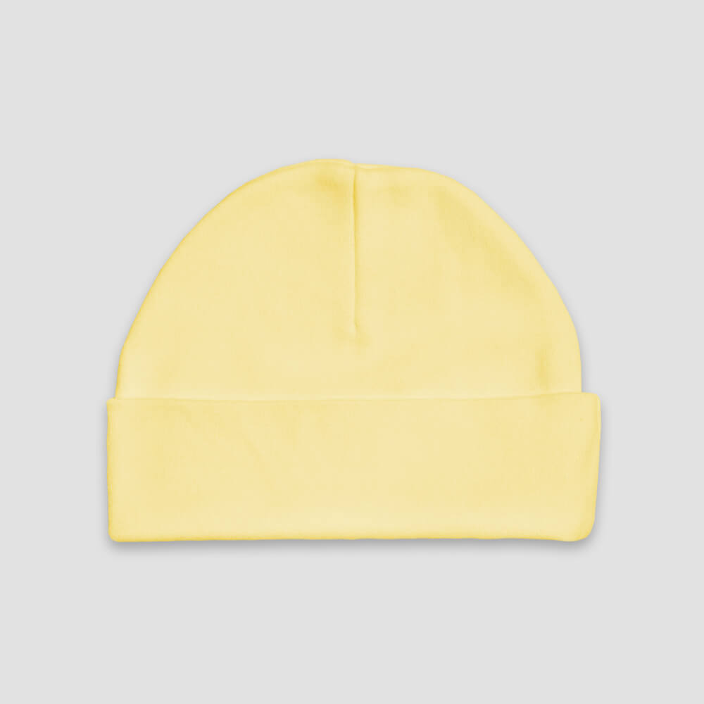 Baby Beanie Hats – Polyester Cotton Blend Yellow Yellow 0-6M