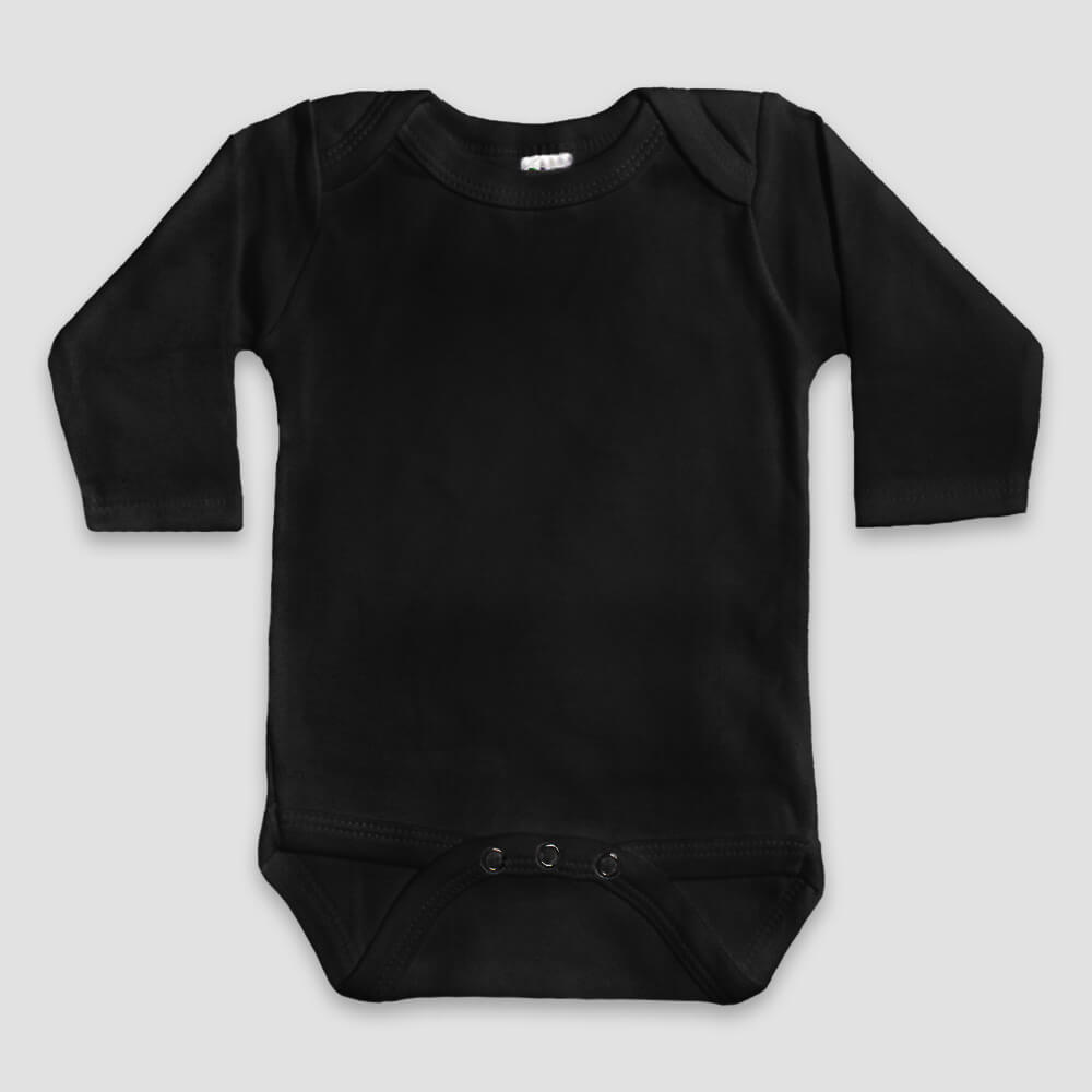 Baby Long Sleeve One-Piece Onesies – Polyester Cotton Blend Black Black 6-12M
