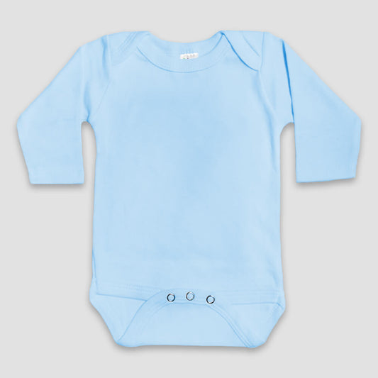 Baby Long Sleeve One-Piece Onesies – Polyester Cotton Blend Blue Blue 6-12M