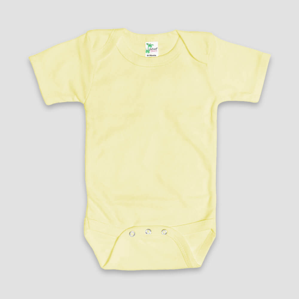 Baby One-Piece Onesies Short Sleeve – Polyester Cotton Blend Yellow Yellow 6-12M