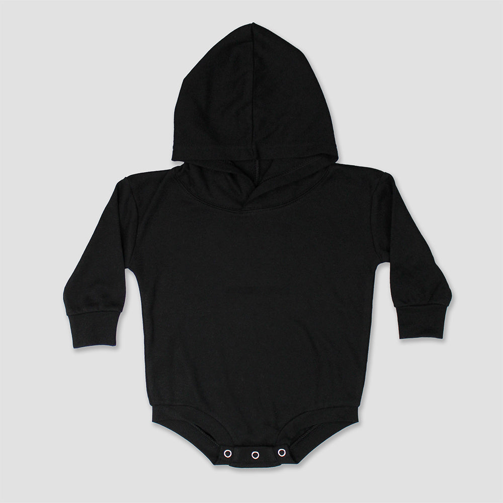 Long Sleeve Baby Hooded Bubble Rompers – Black - Polyester-Cotton Blend Black 6-12M