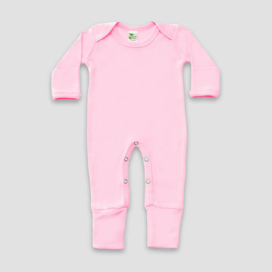 Baby One-Piece Pajamas With Fold Over Mittens & Footies – Polyester Cotton Blend Pink Pink Newborn