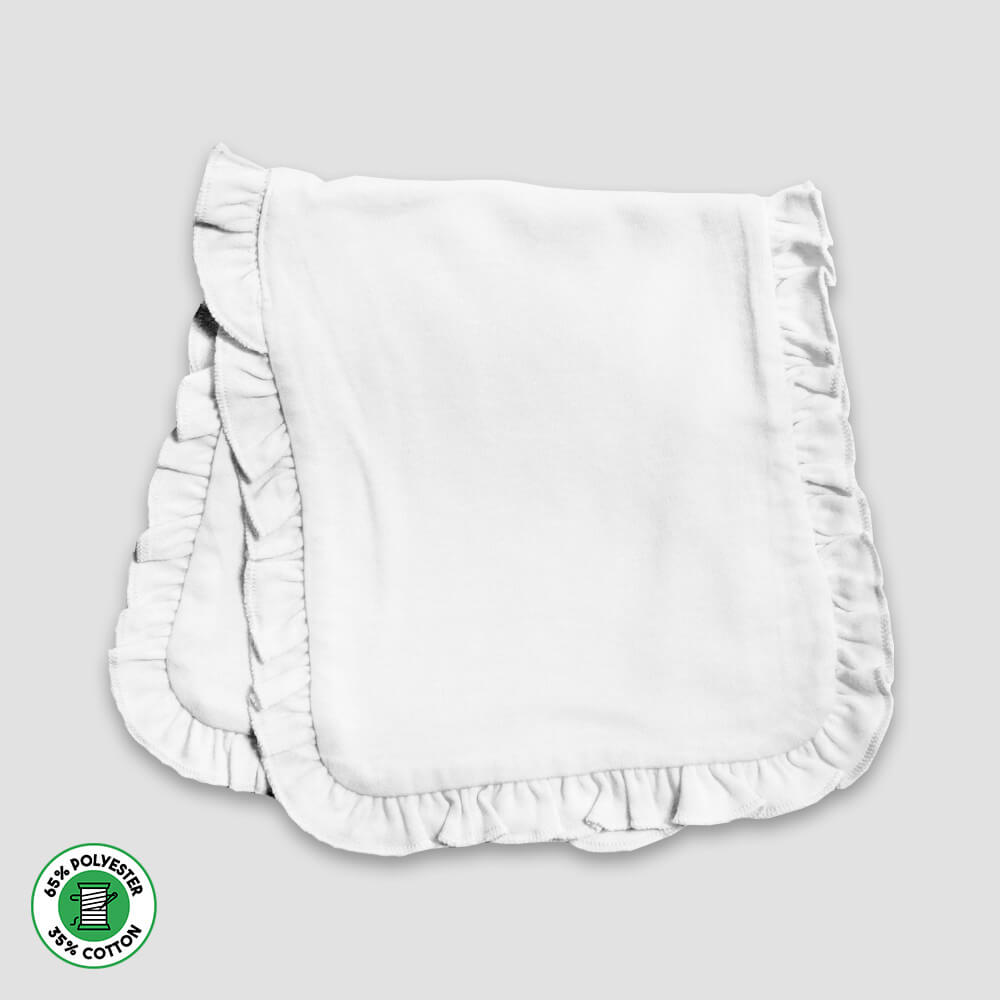 Baby Ruffle Burp Cloths – 2-Ply – Polyester Cotton Blend White White One Size