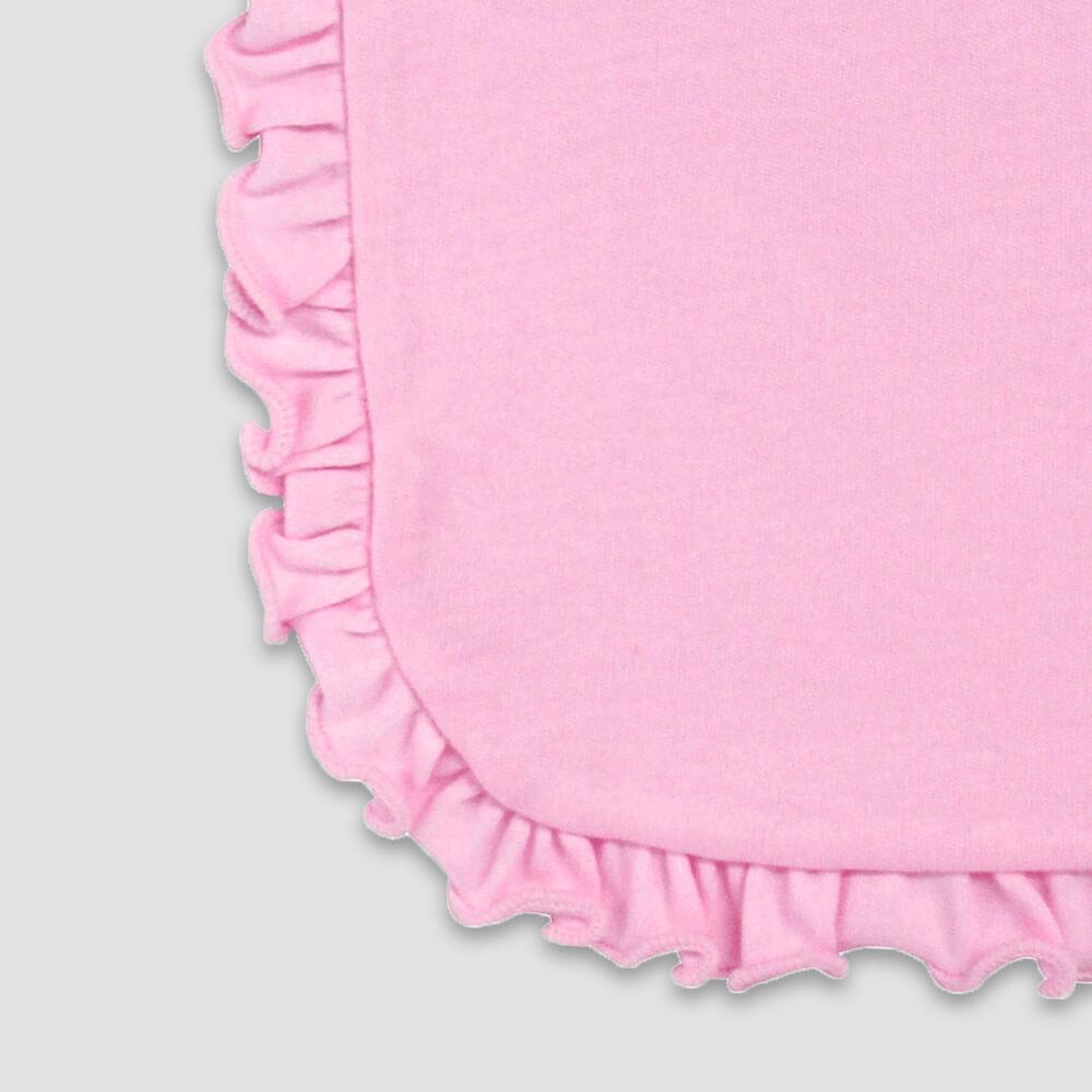 Baby Ruffle Bibs – 2 Ply – Polyester Cotton Blend Pink additional image 2