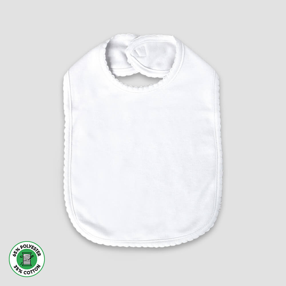 Baby Bibs With Scallop Trim – 2 Ply – Polyester Cotton Blend White White One Size