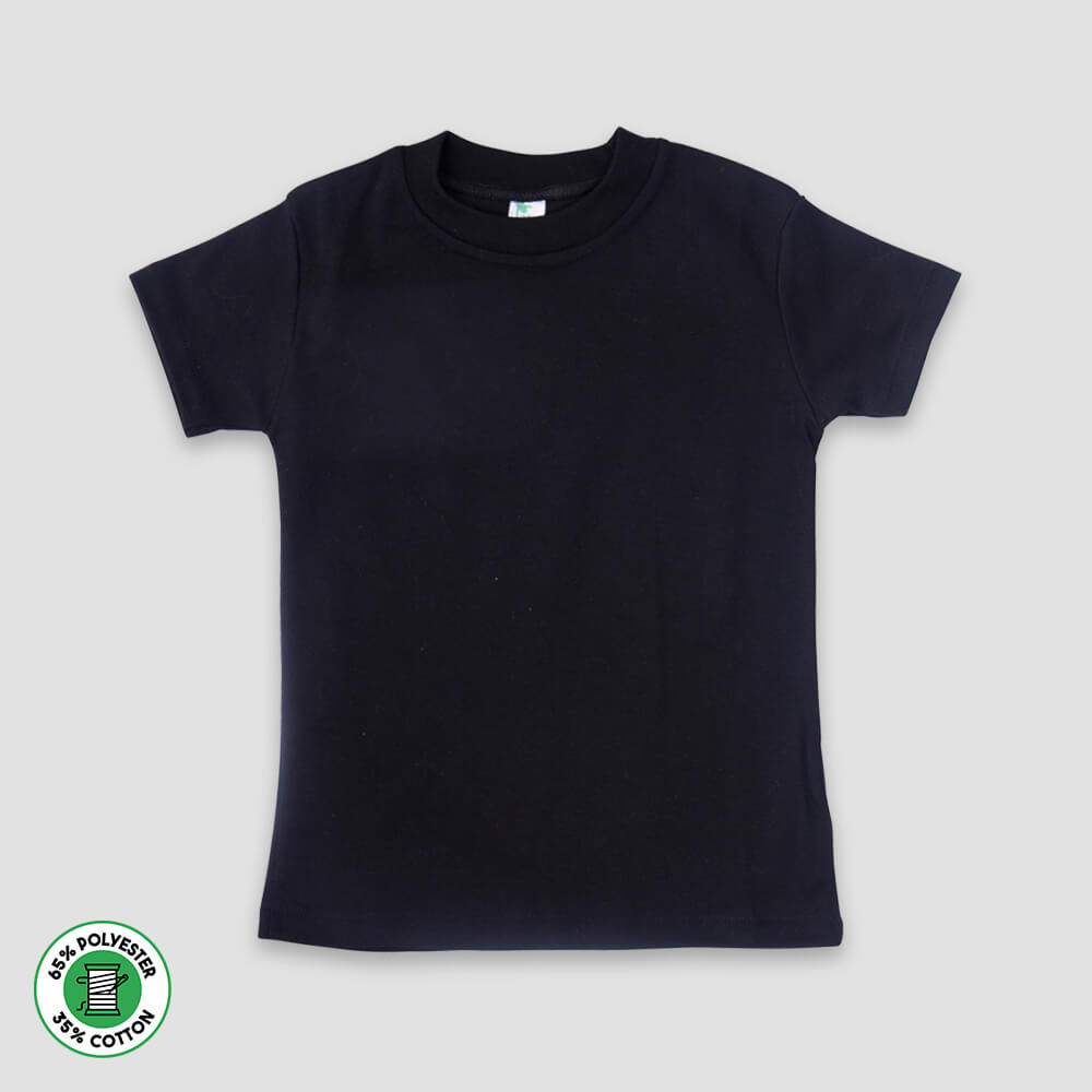 Baby Crew Neck T-Shirts – Polyester Cotton Blend Black Black 6-12M