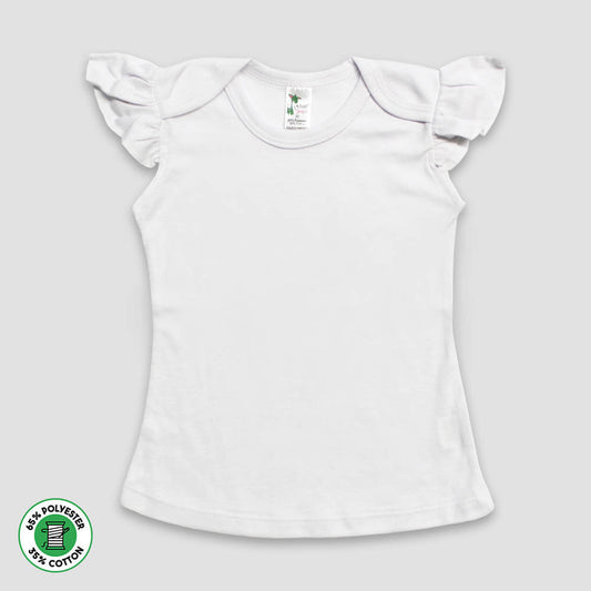 Toddler Girls' Flutter T-Shirts – Polyester Cotton Blend White White 5T