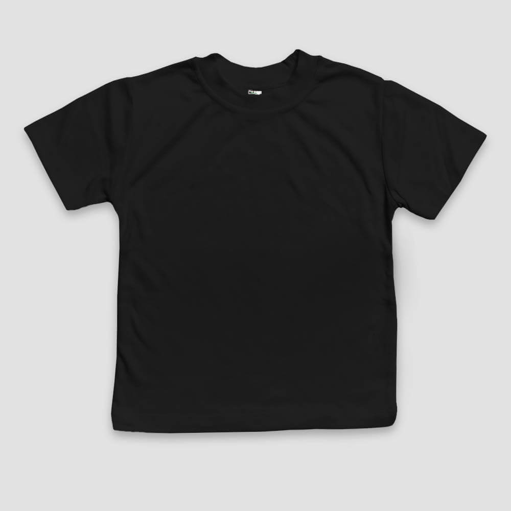 Toddler Crew Neck T-Shirts - 65% Polyester 35% Cotton Blend Black Black 5T